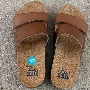 Reef Tan Cork Slide Sandals